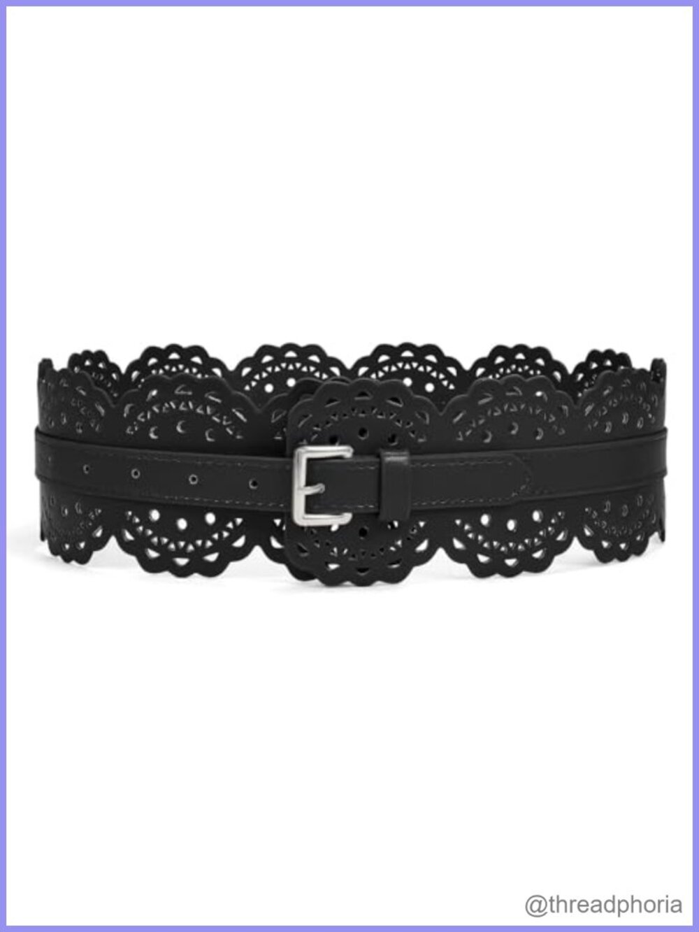 Women's Wide Leather Waist Belt Vintage Chunky Floral Prong Buckle